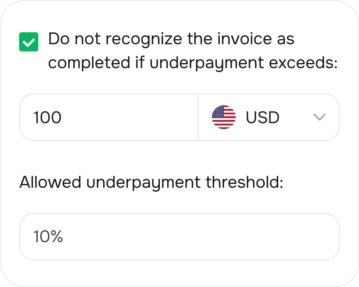 Over/Underpayment handling