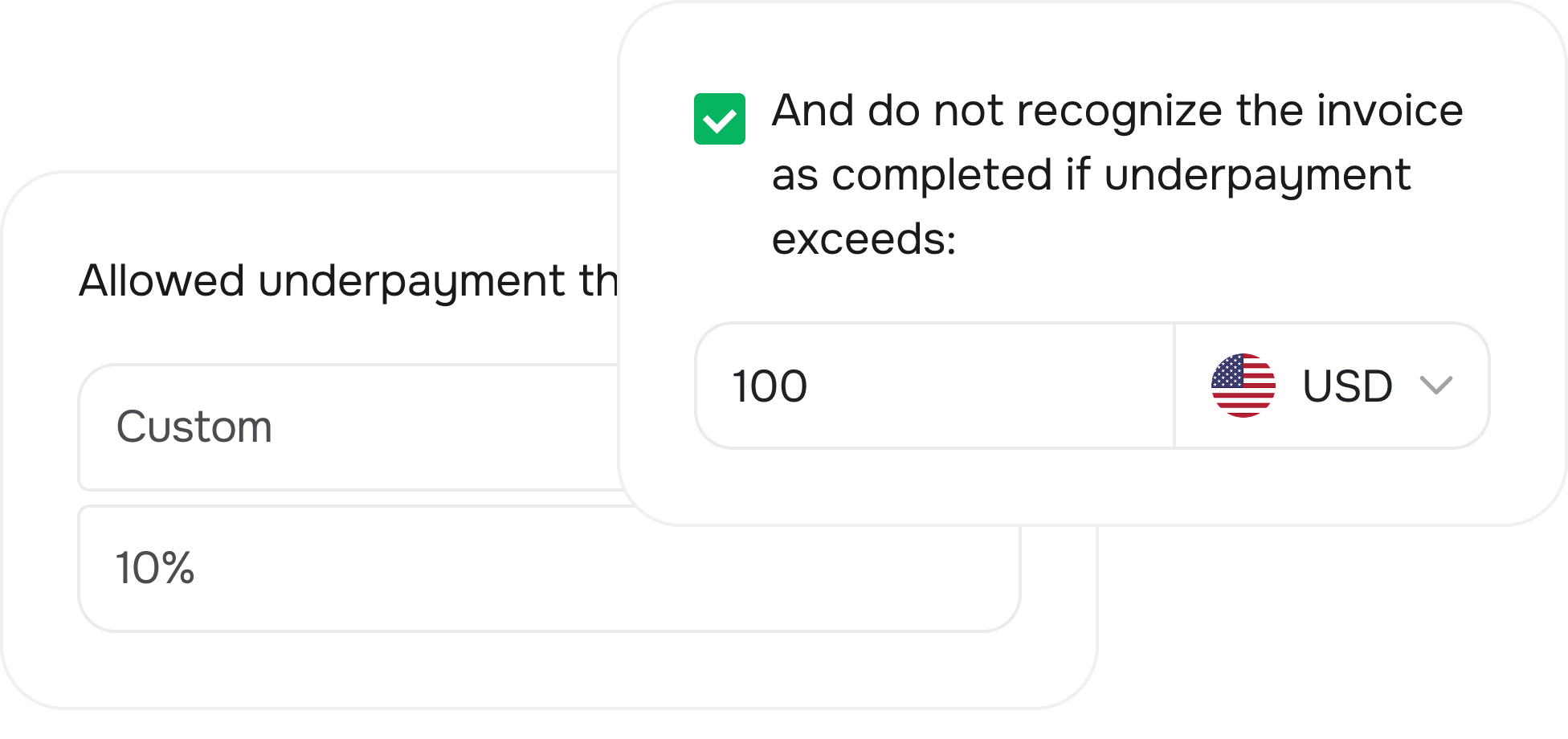 Over/Underpayment handling
